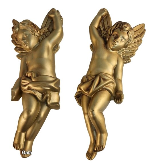 Vintage 1968 Miller Studio Cherub Angel Wall Hanging Set of 3 Chalkware - Picture 8 of 13